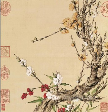  brillante Pintura - Lang brillante flor de ciruelo tinta china antigua Giuseppe Castiglione